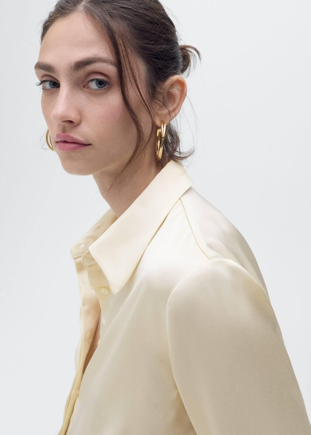Light Beige Plain Button Down Shirt, , large image number 2