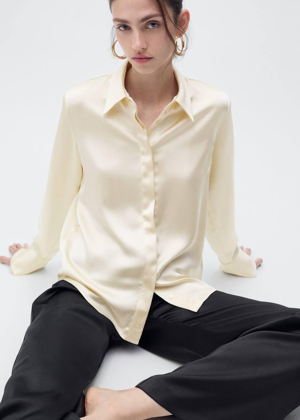 Light Beige Plain Button Down Shirt, , large image number 3