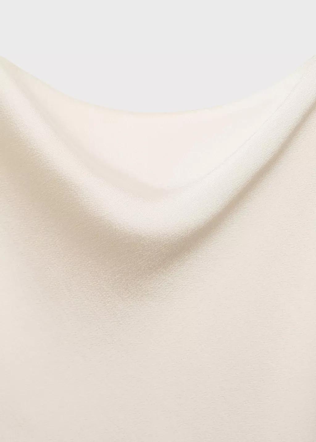 Beige Satin Top With Draped Neckline, , large image number 5