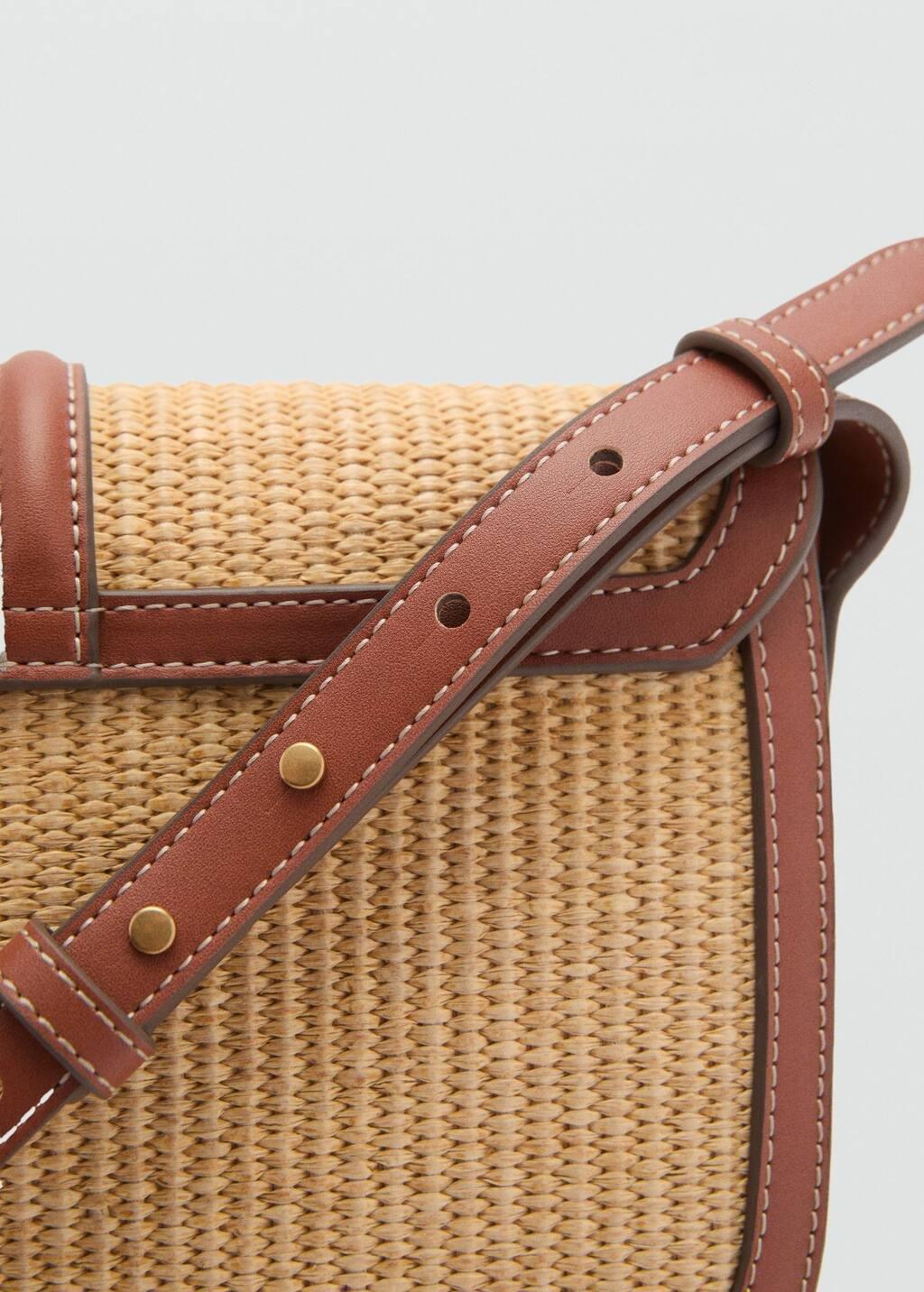 Brown Raffia-Effect Shoulder Bag, Medium Brown, large image number 4