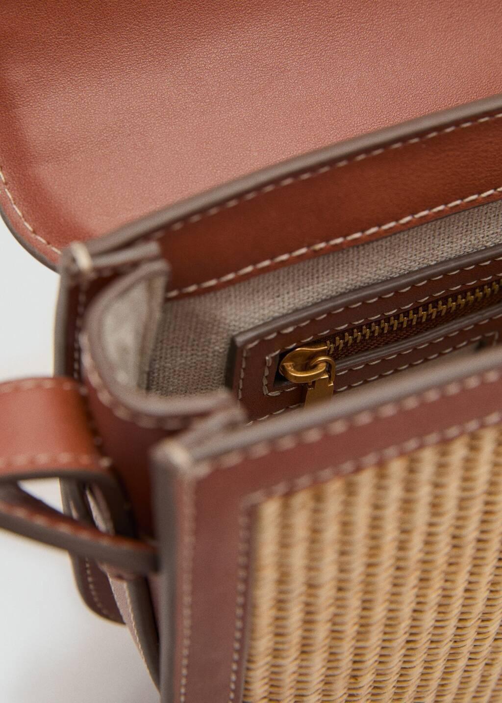 Brown Raffia-Effect Shoulder Bag, Medium Brown, large image number 5
