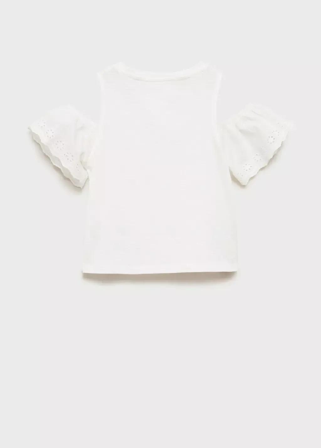 White Cut-Out T-Shirt, Kids Girl, Natural White, large image number 2