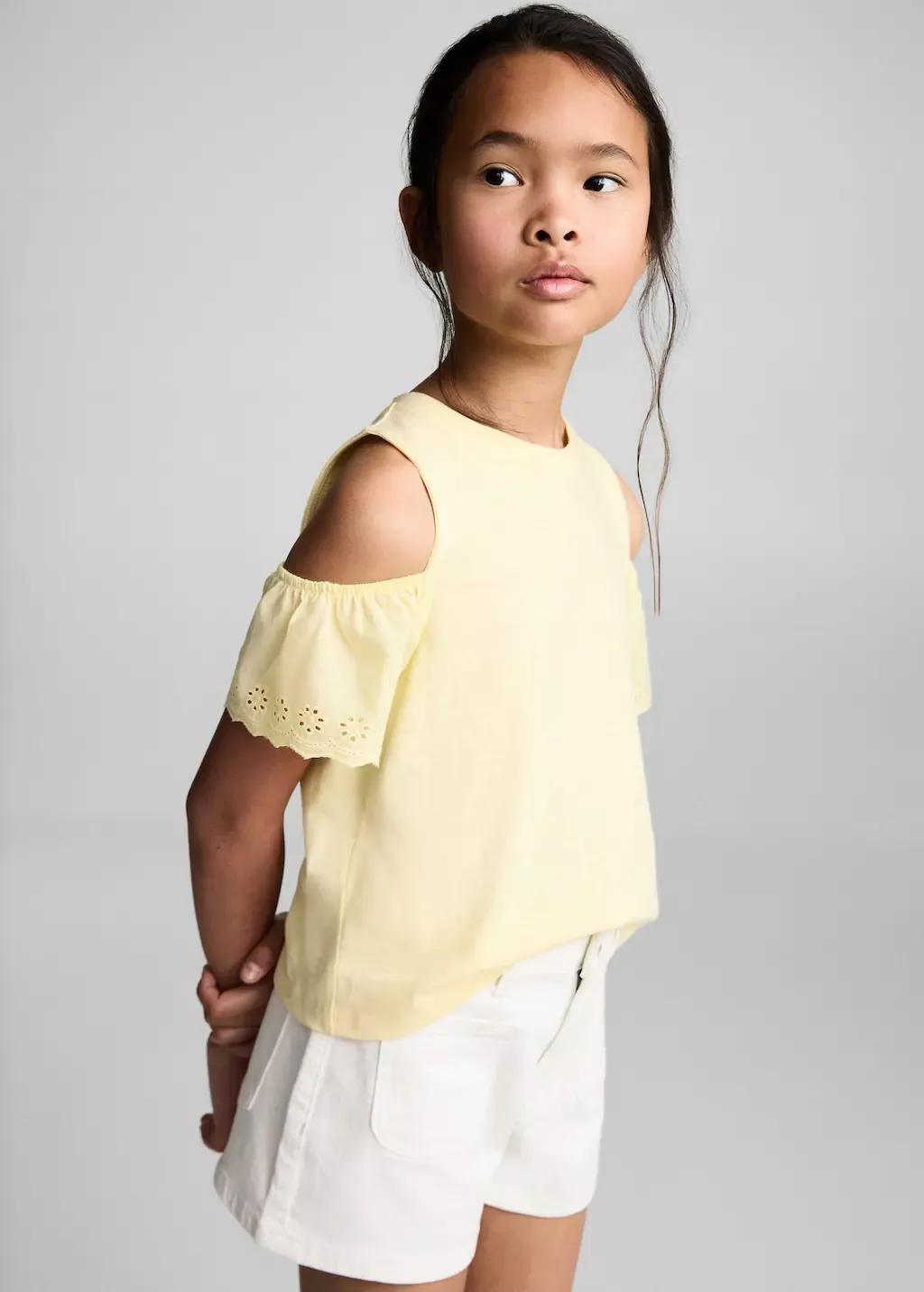 YELLOW Cut-out t-shirt, Kids Girl, , large image number 0