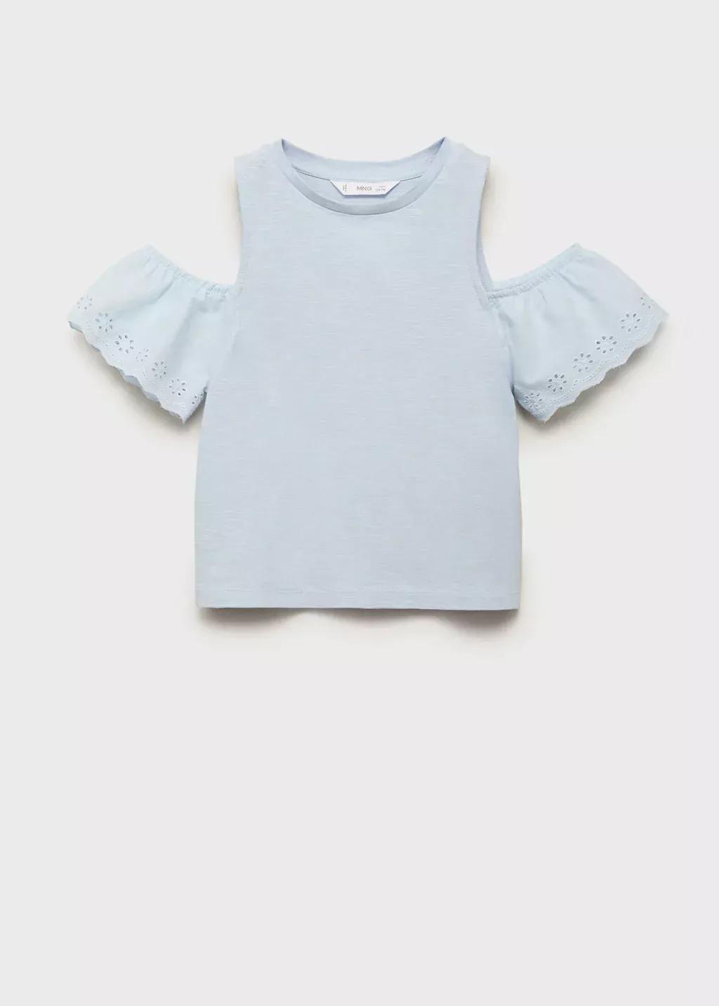 LT-PASTEL BLUE Cut-out t-shirt, Kids Girl, , large image number 0