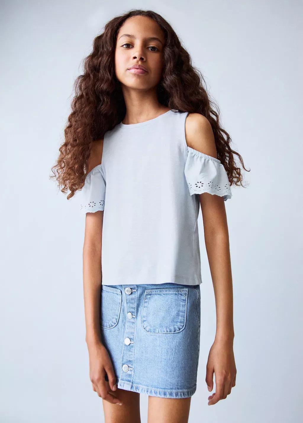 LT-PASTEL BLUE Cut-out t-shirt, Kids Girl, , large image number 1