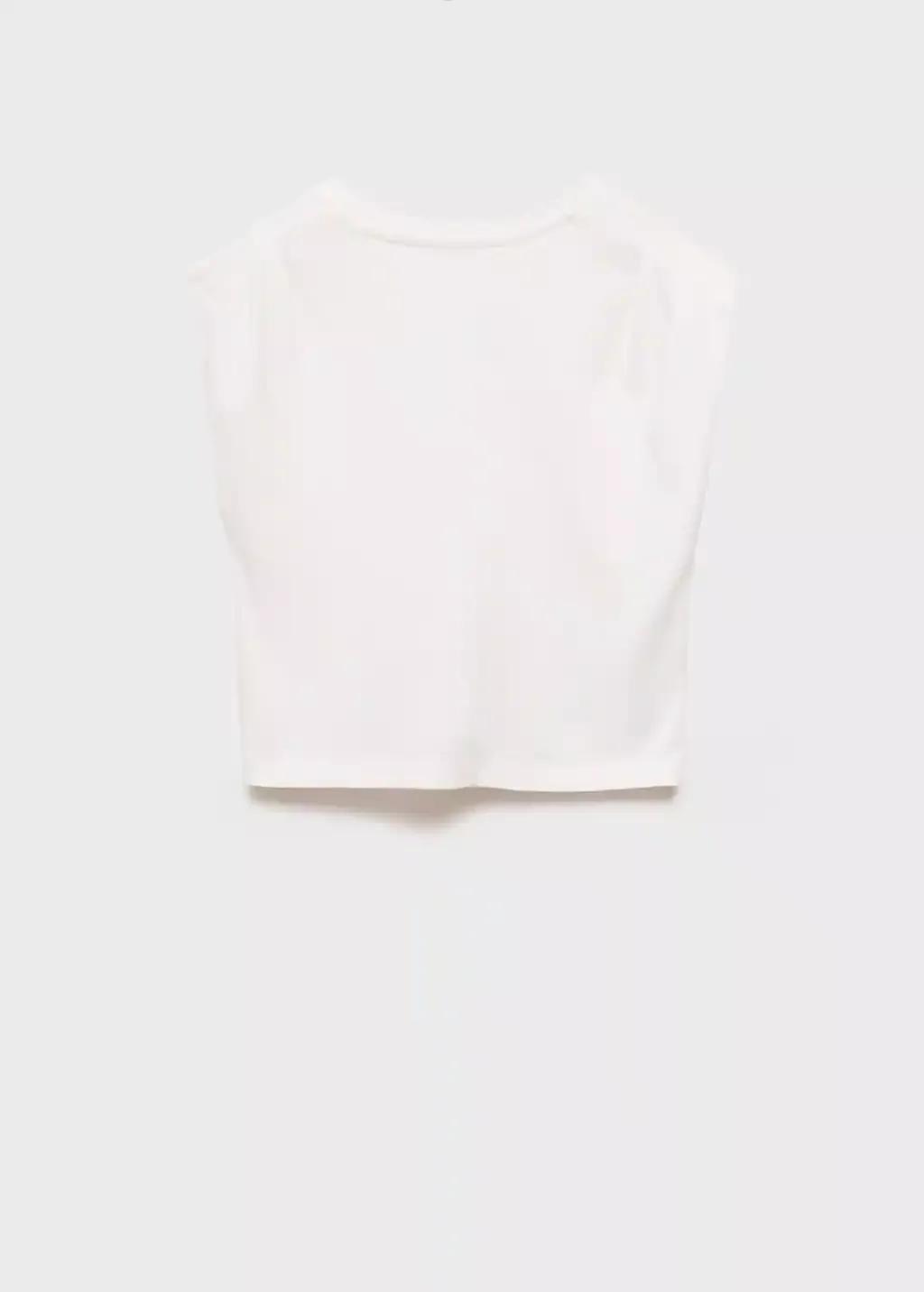 White T-Shirt With Message And Pleated Shoulders, Kids Girl, , large image number 1