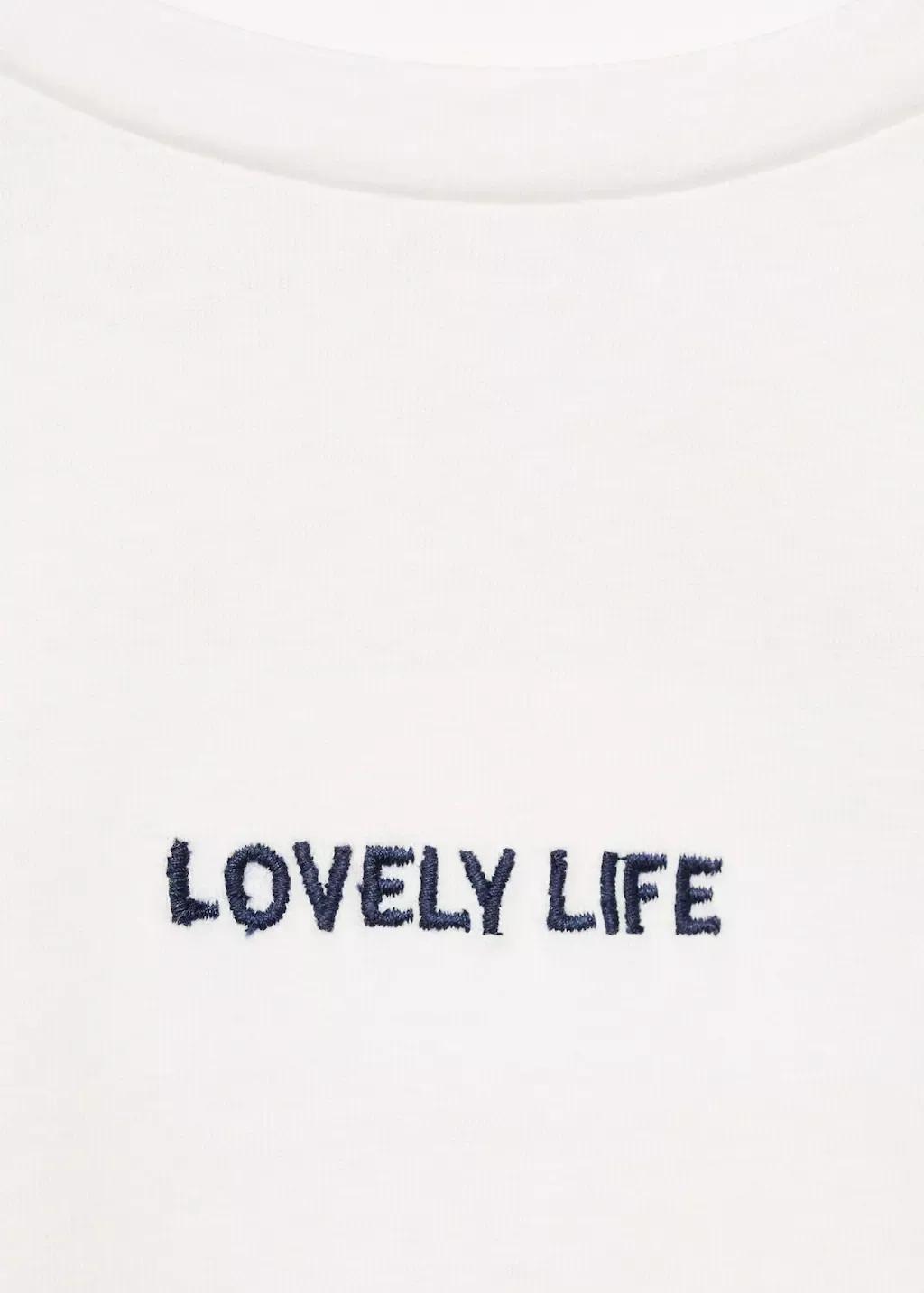White T-Shirt With Message And Pleated Shoulders, Kids Girl, , large image number 2