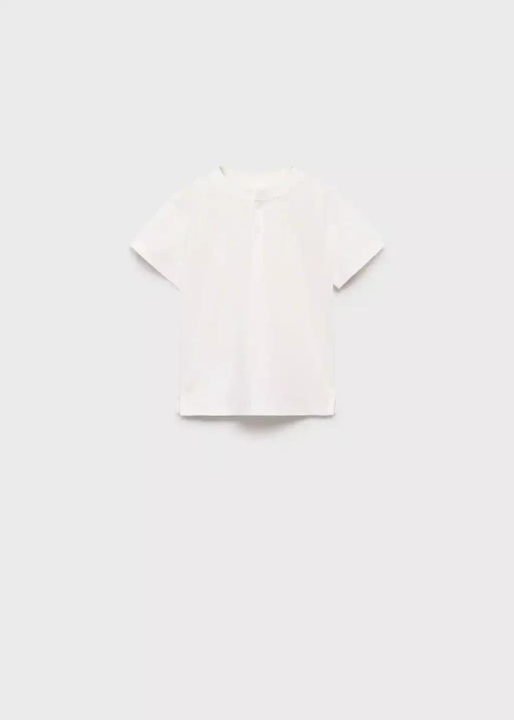 NATURAL WHITE Buttoned cotton T-shirt, Baby Boy, , large image number 0