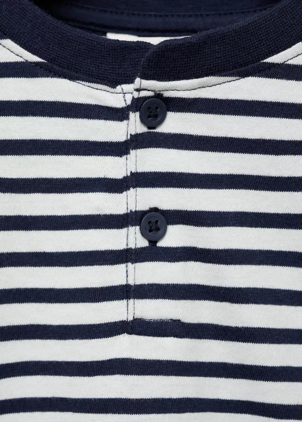 Navy Buttoned Striped T-Shirt, Baby Boy, , large image number 1