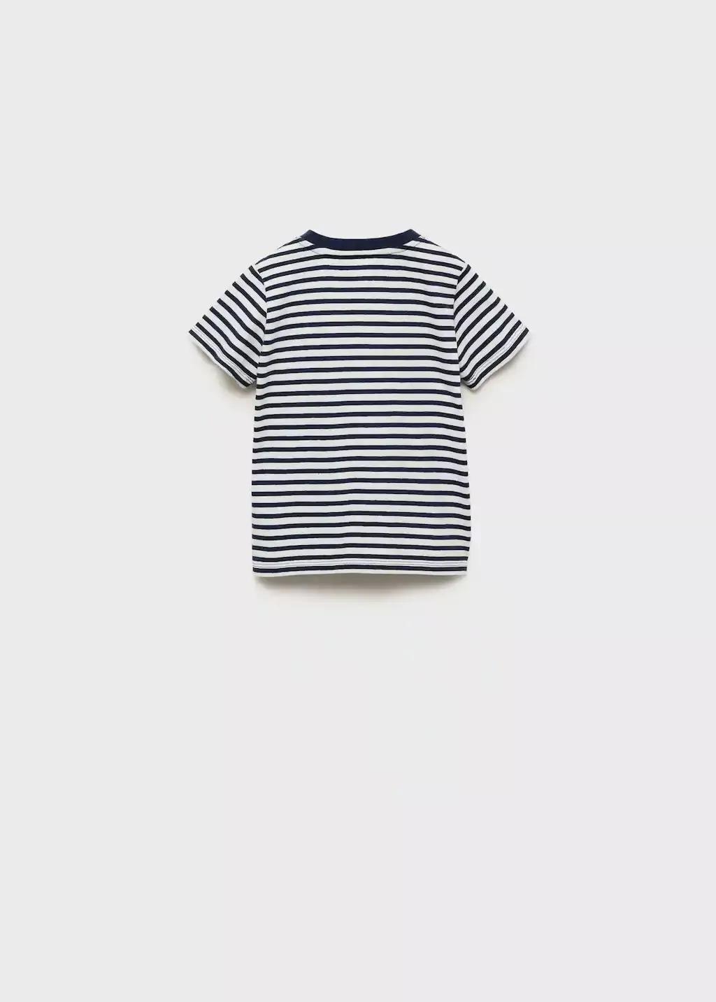 Navy Buttoned Striped T-Shirt, Baby Boy, , large image number 2