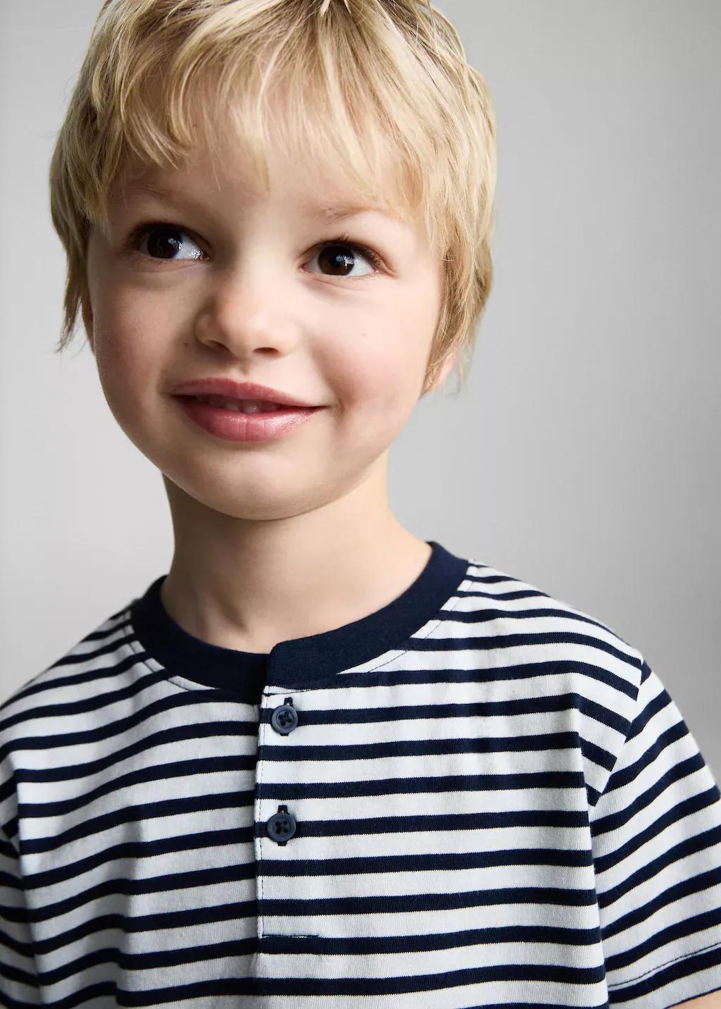 Navy Buttoned Striped T-Shirt, Baby Boy, , large image number 3