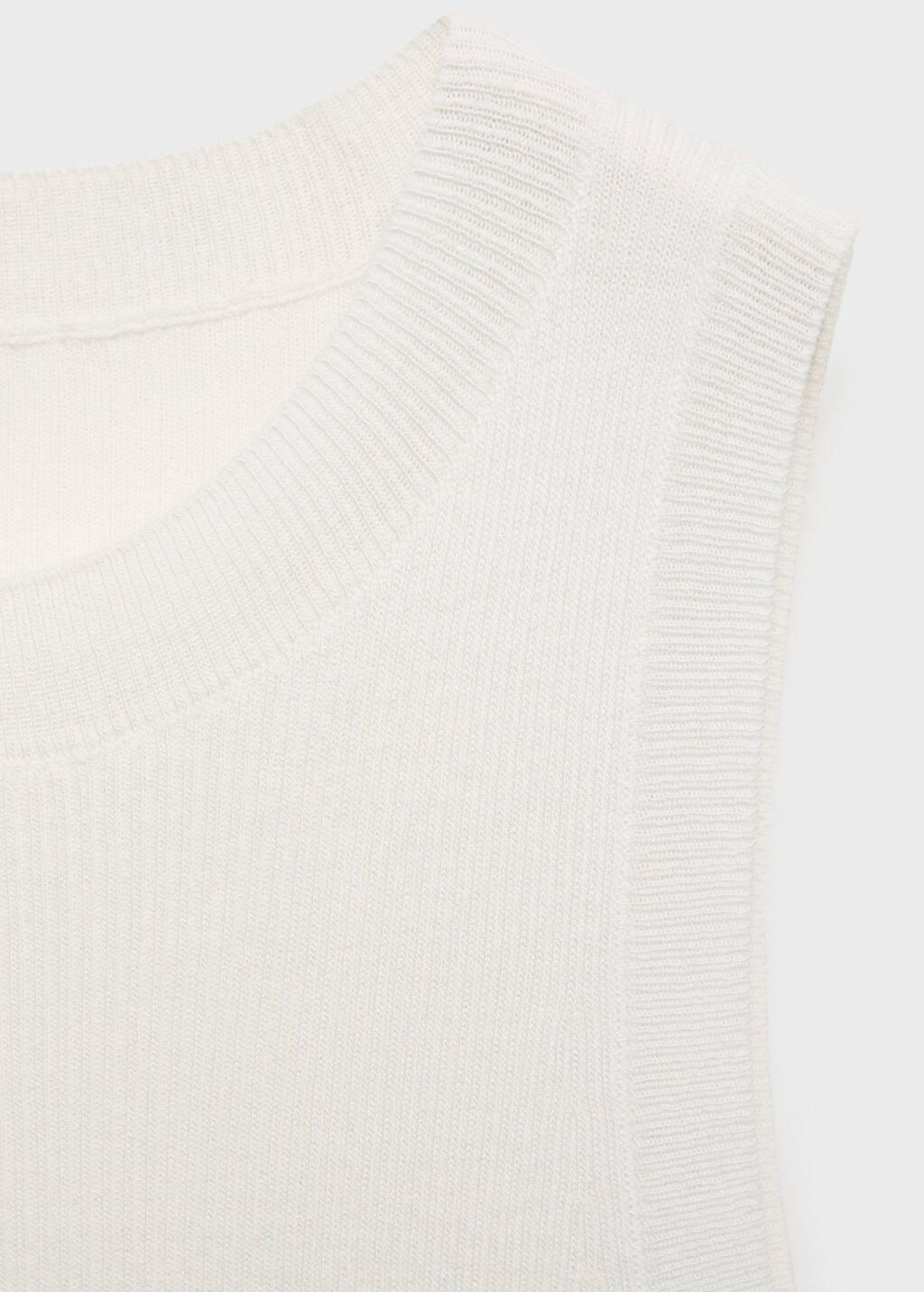 Beige Ribbed Knit Top, , large image number 4