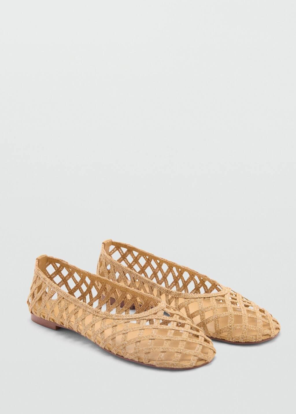 Brown Natural Fibre Ballerina Flats, , large image number 0