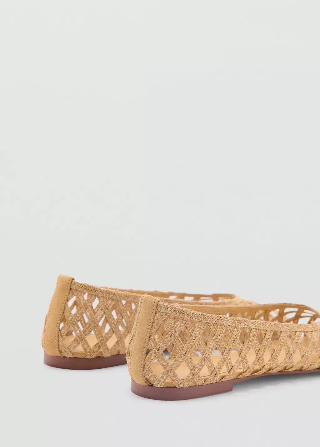 Brown Natural Fibre Ballerina Flats, , large image number 1