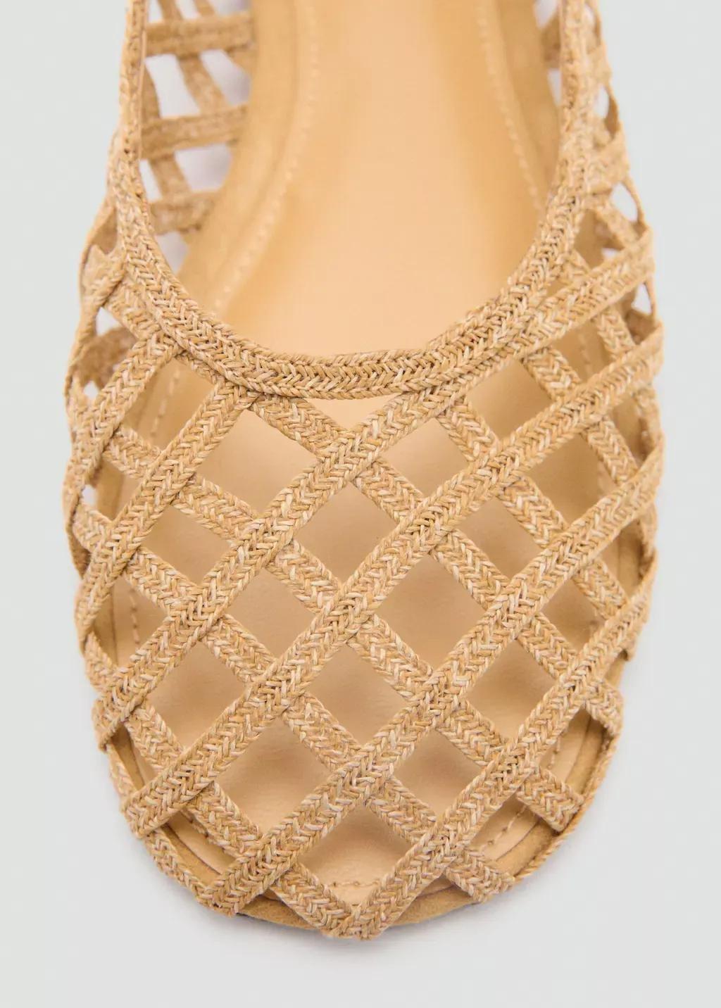 Brown Natural Fibre Ballerina Flats, , large image number 2