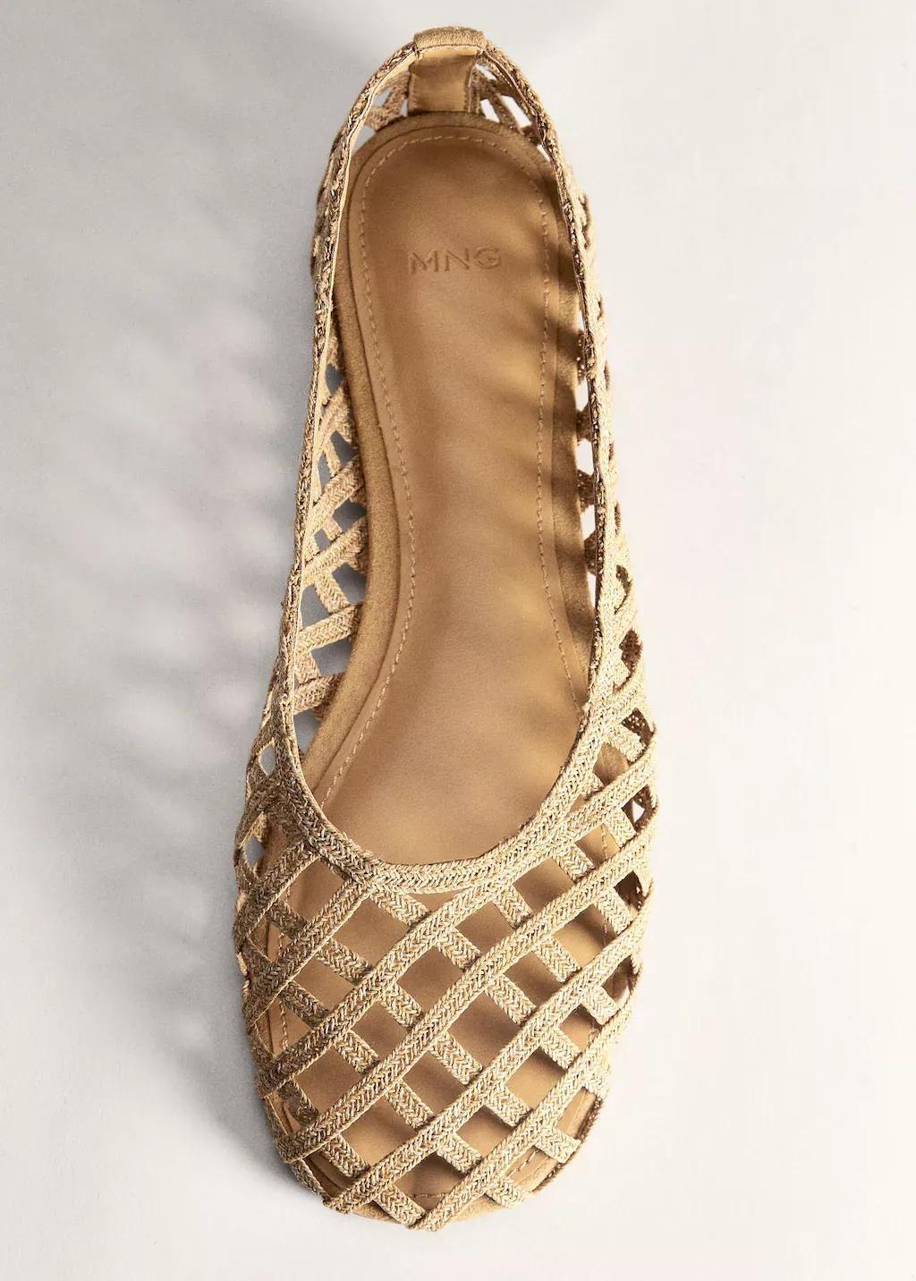 Brown Natural Fibre Ballerina Flats, , large image number 4