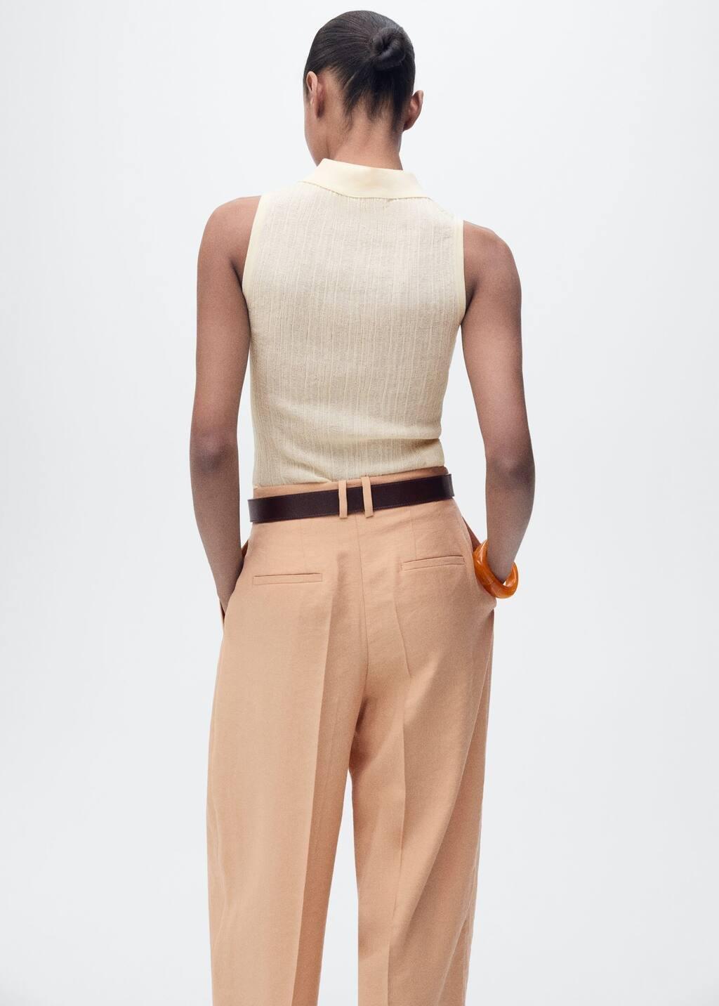 Yellow Polo-Neck Knitted Top, , large image number 5