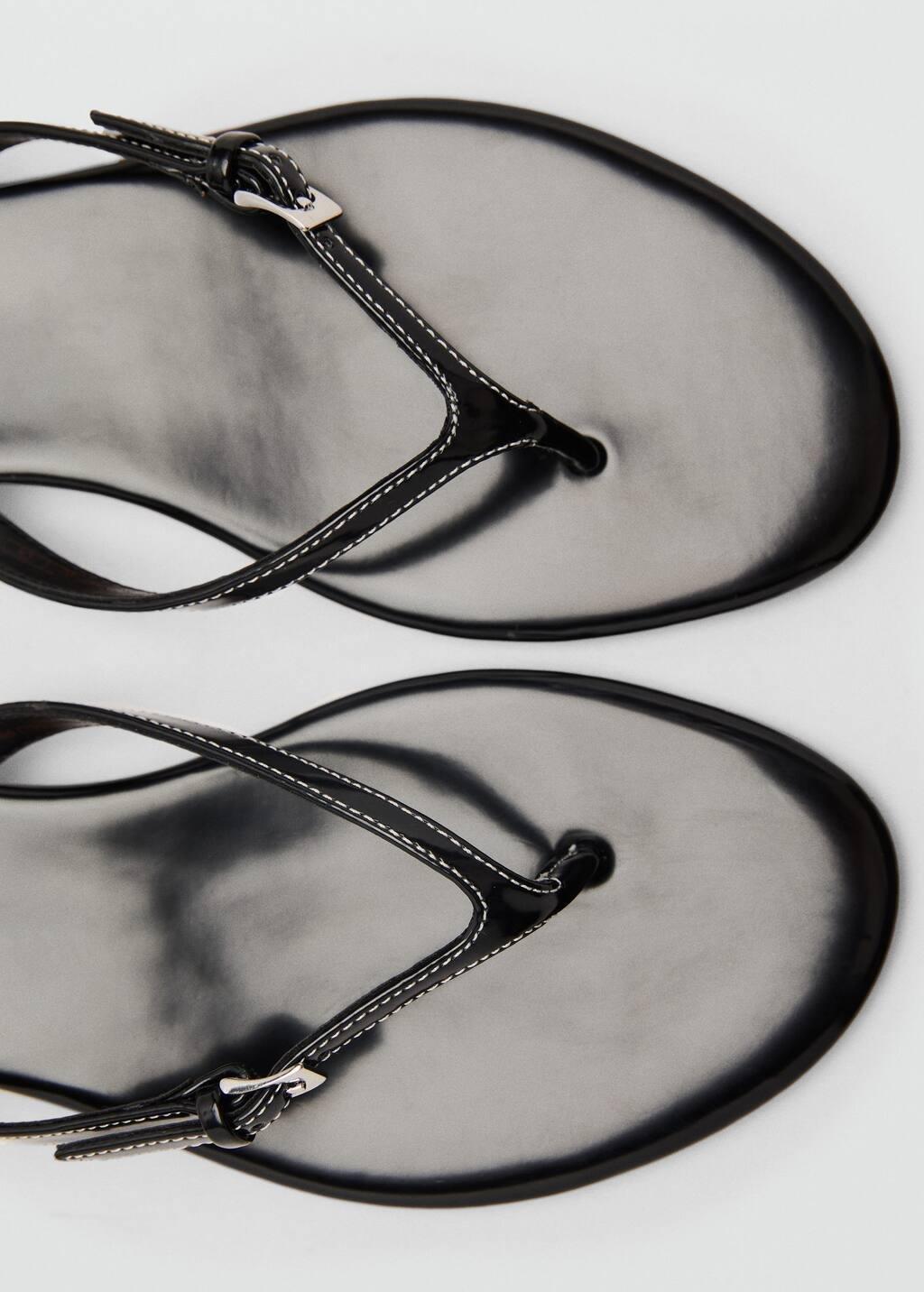 Black Buckle Strap Sandals, , large image number 1