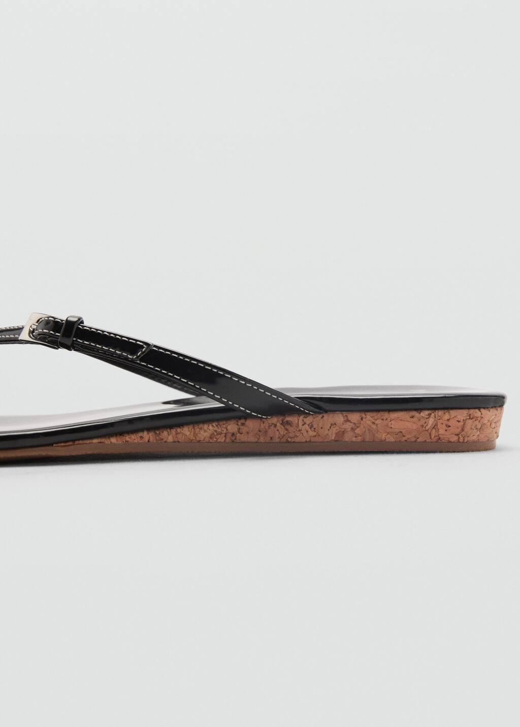 Black Buckle Strap Sandals, , large image number 3