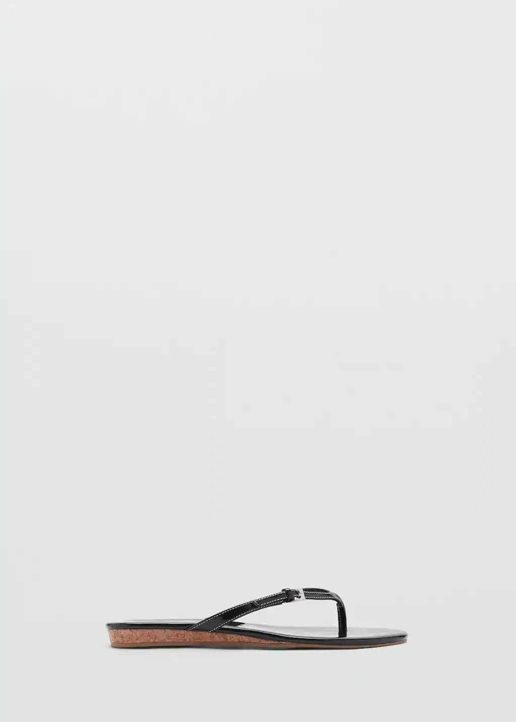 Black Buckle Strap Sandals, , large image number 4