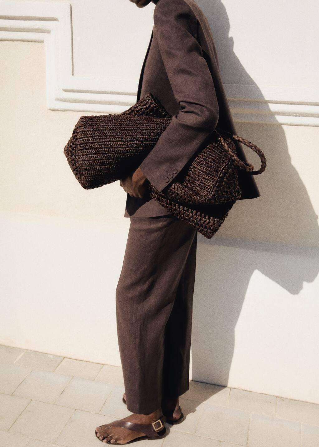 Brown 100% Linen Trousers, , large image number 3