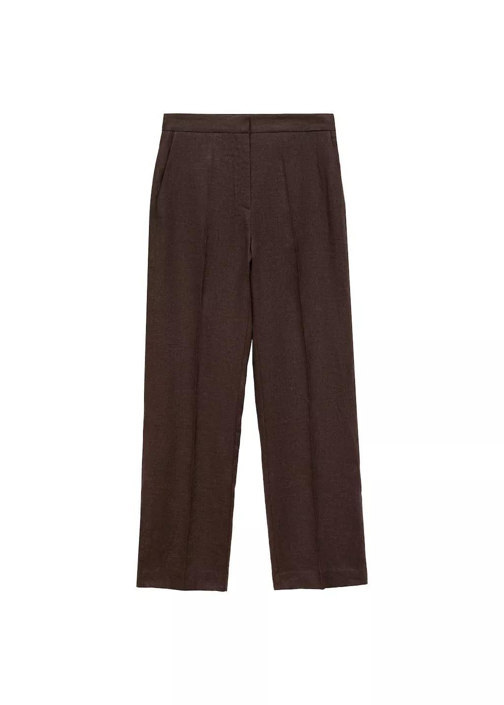 Brown 100% Linen Trousers, , large image number 4