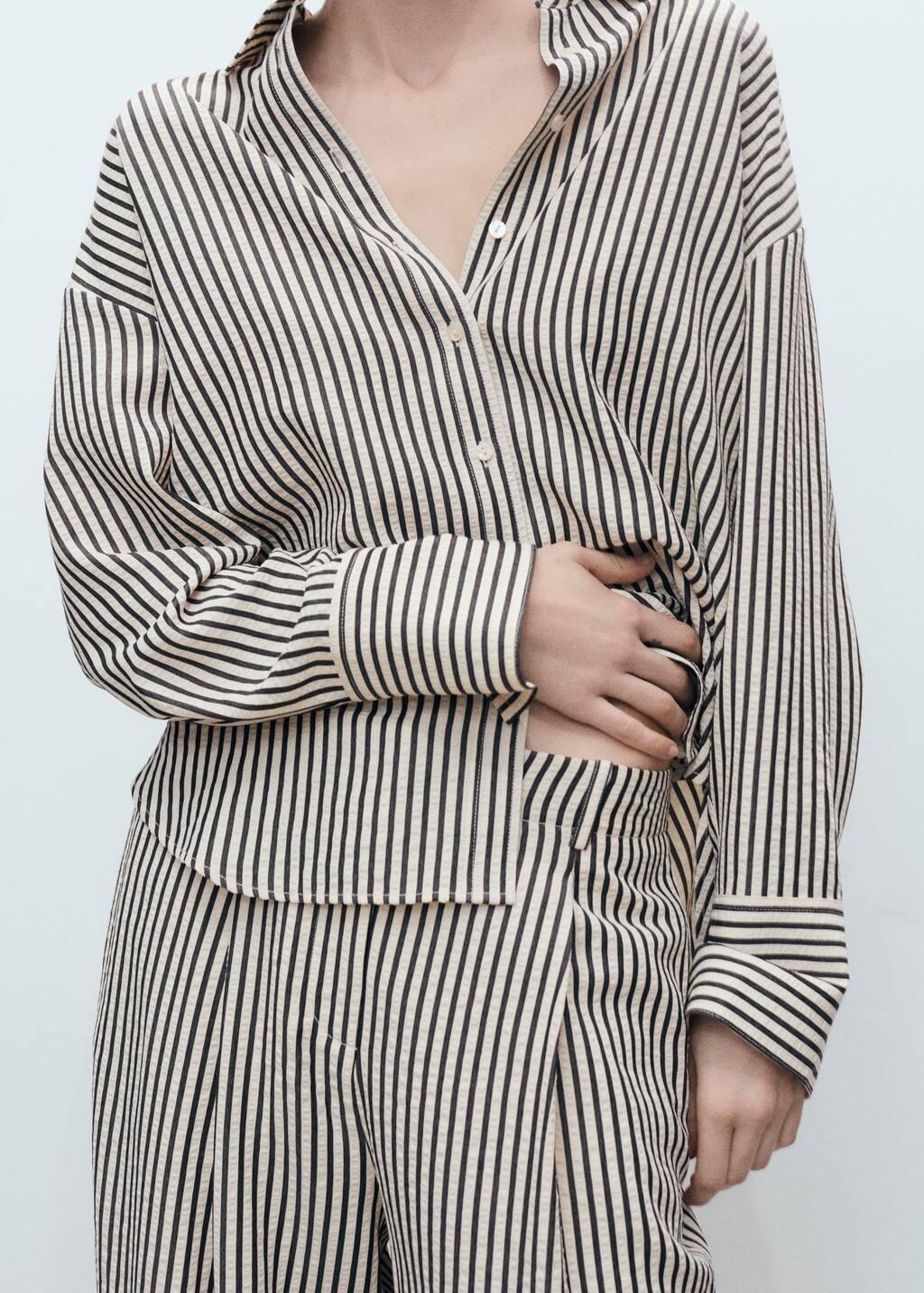White Texture Striped Trousers, , large image number 2