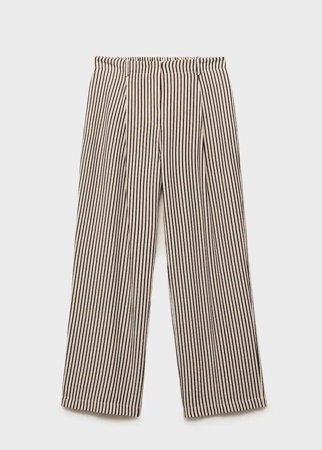 White Texture Striped Trousers, , large image number 4