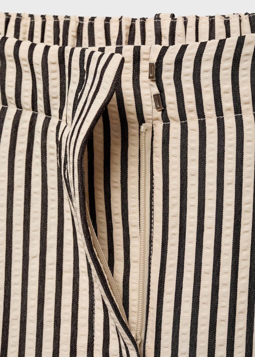 White Texture Striped Trousers, , large image number 5