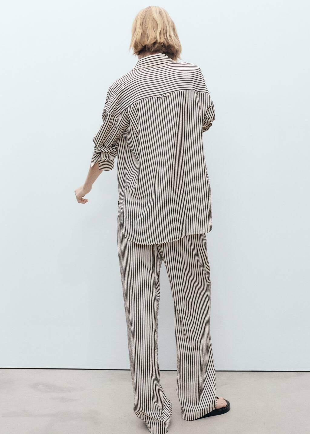 White Texture Striped Trousers, , large image number 7