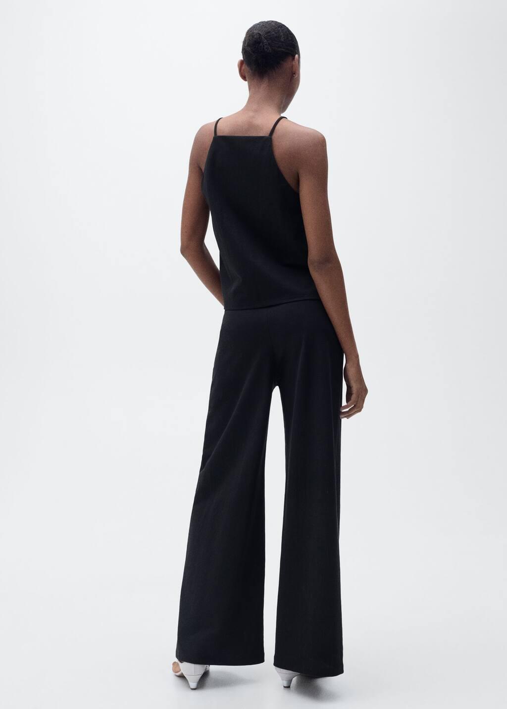 Black Cropped Palazzo Trousers, , large image number 5
