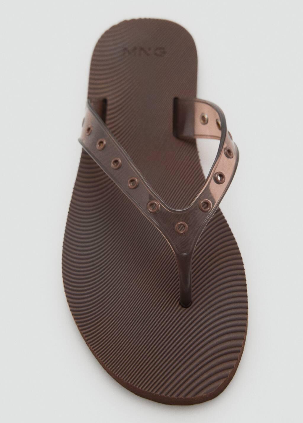 DARK BROWN Vinyl strappy sandals with eyelets, , large image number 2