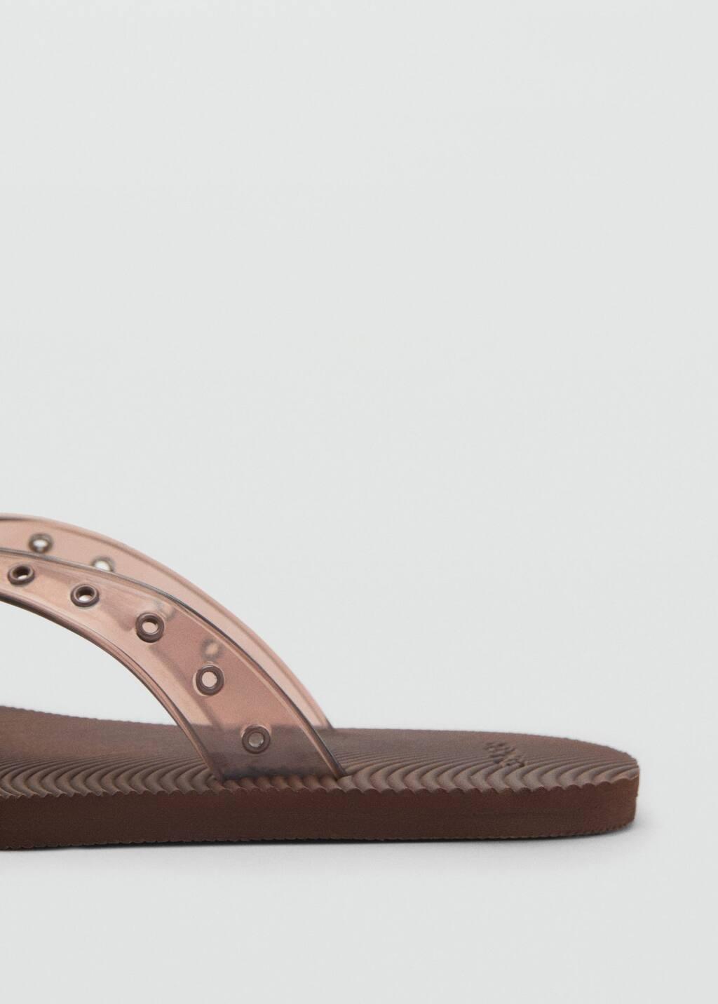 DARK BROWN Vinyl strappy sandals with eyelets, , large image number 3