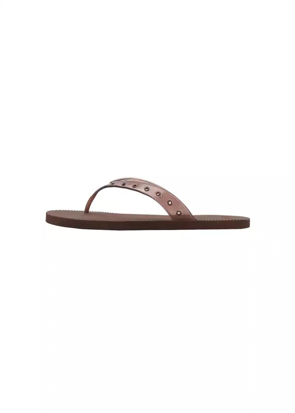DARK BROWN Vinyl strappy sandals with eyelets, , large image number 4