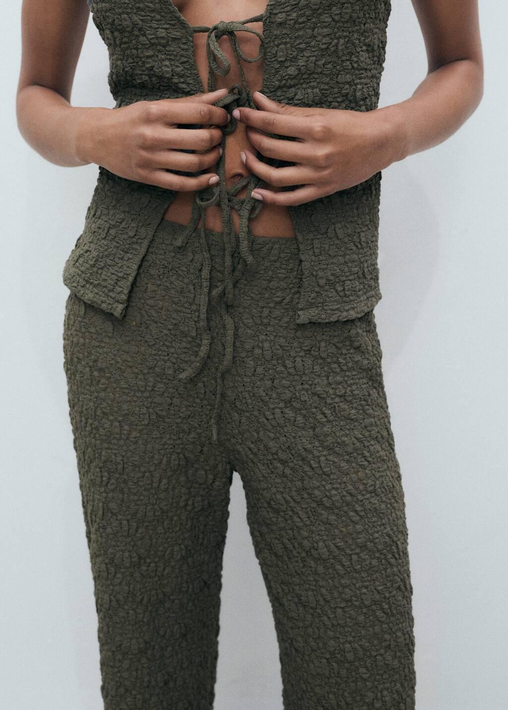 BEIGE - KHAKI Straight textured trousers, , large image number 5