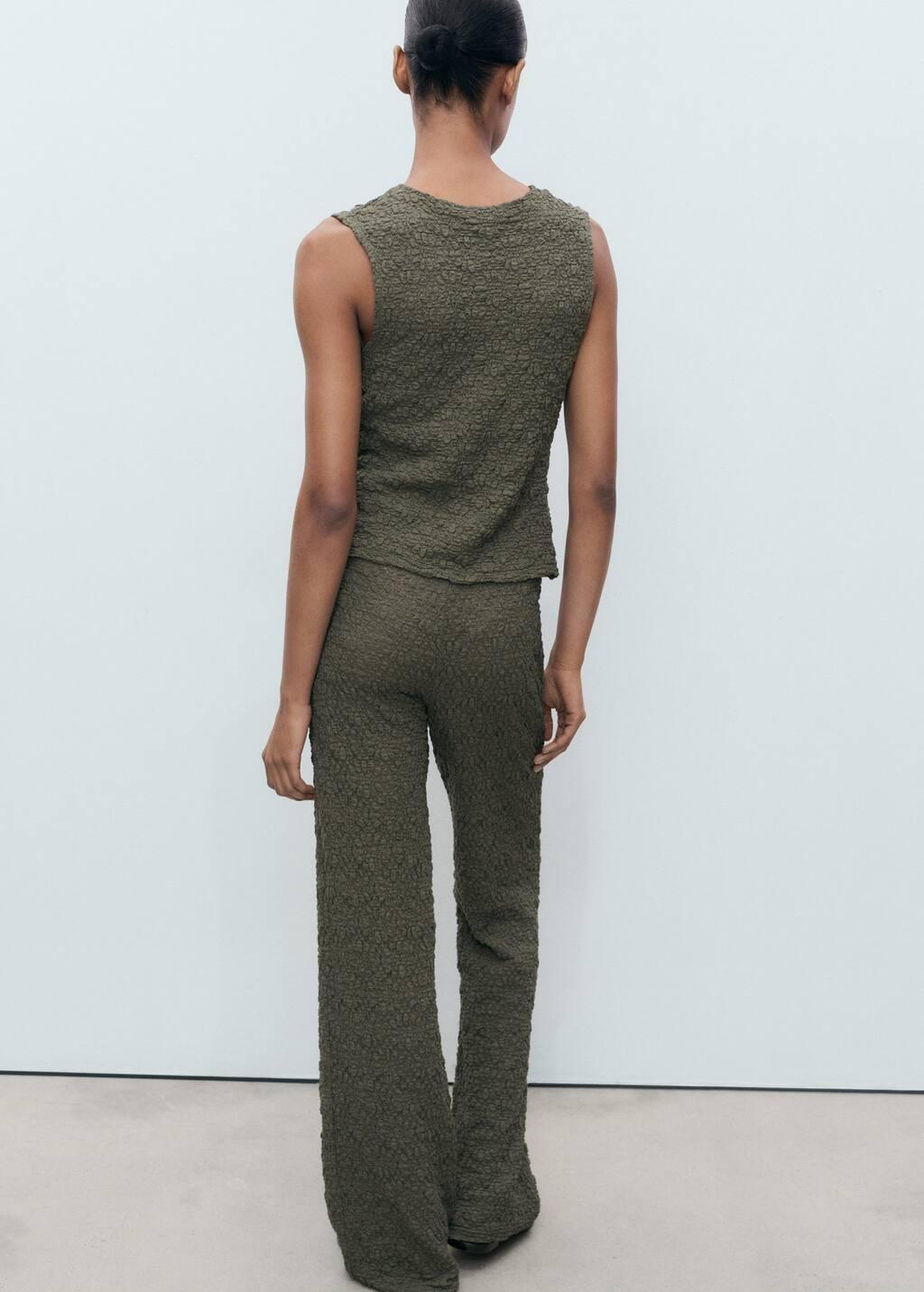 BEIGE - KHAKI Straight textured trousers, , large image number 7