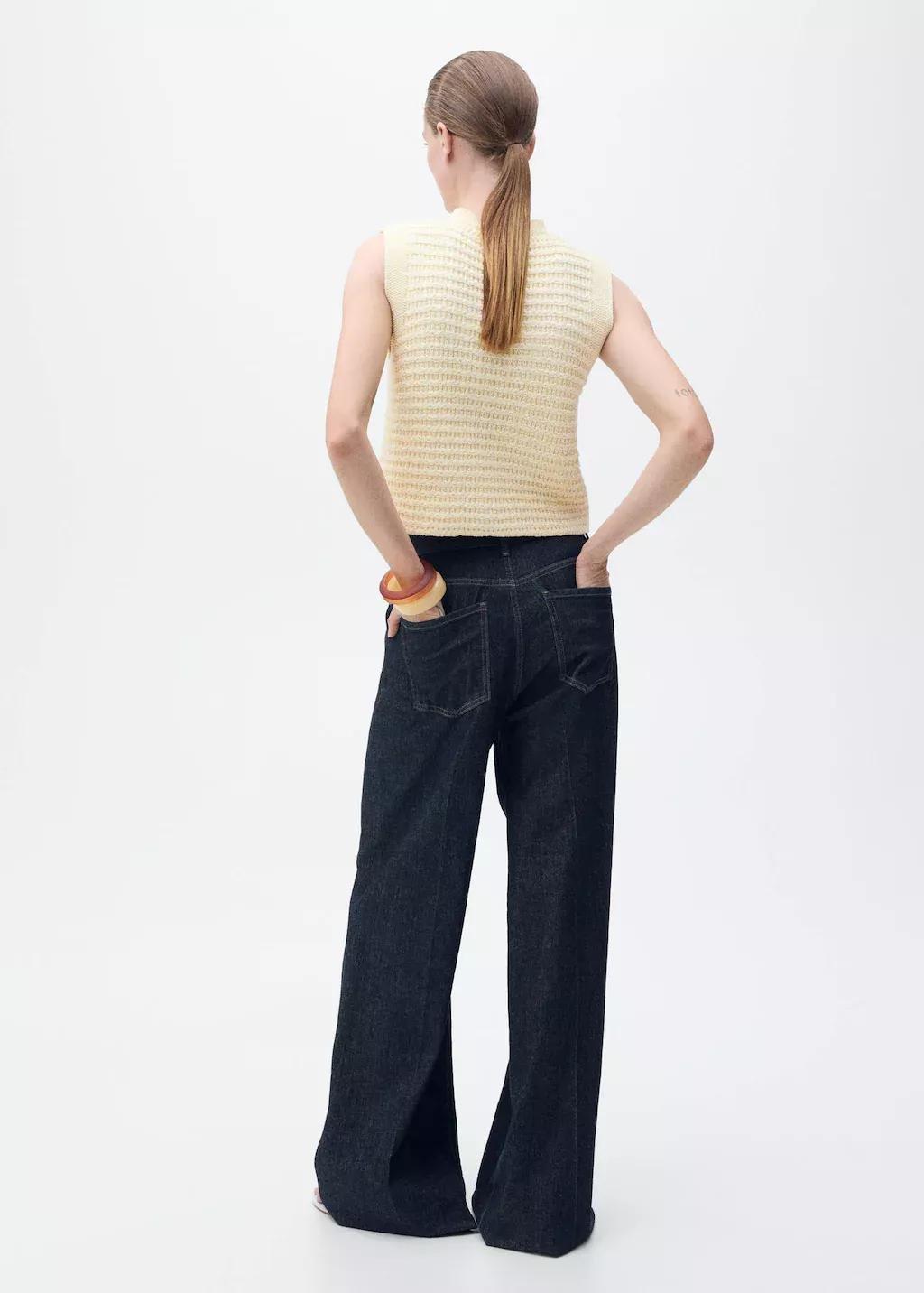 Yellow Knitted Cardigan With Jewel Button, Yellow, large image number 4