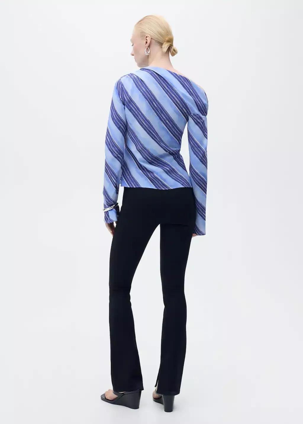 Blue Lt Pastel Asymmetrical Striped Blouse, , large image number 5