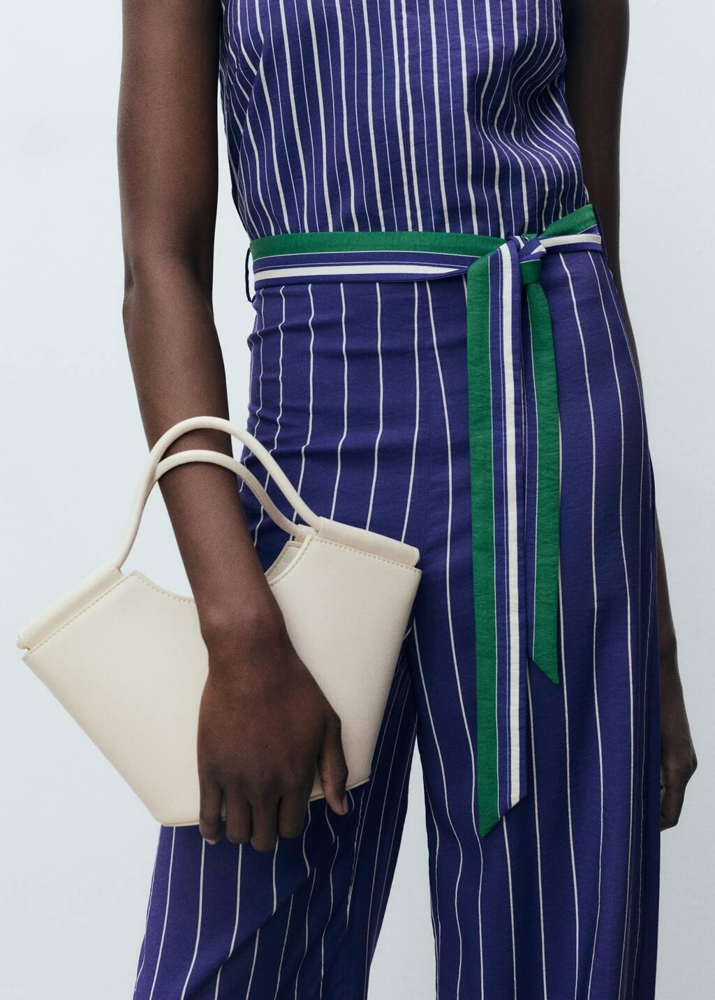 Blue Striped Jumpsuit With Belt, , large image number 1