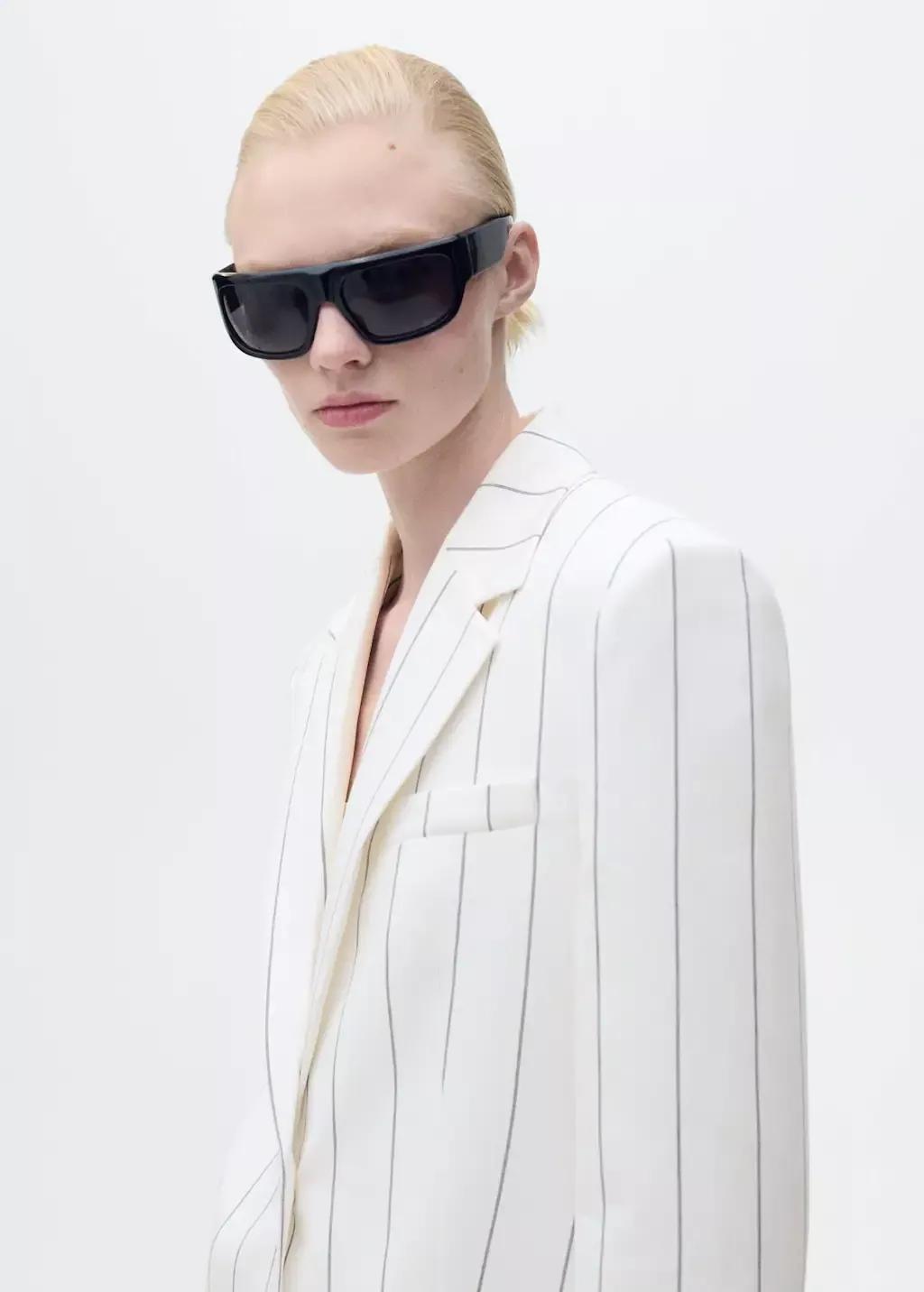 White Pinstripe Suit Jacket, , large image number 1
