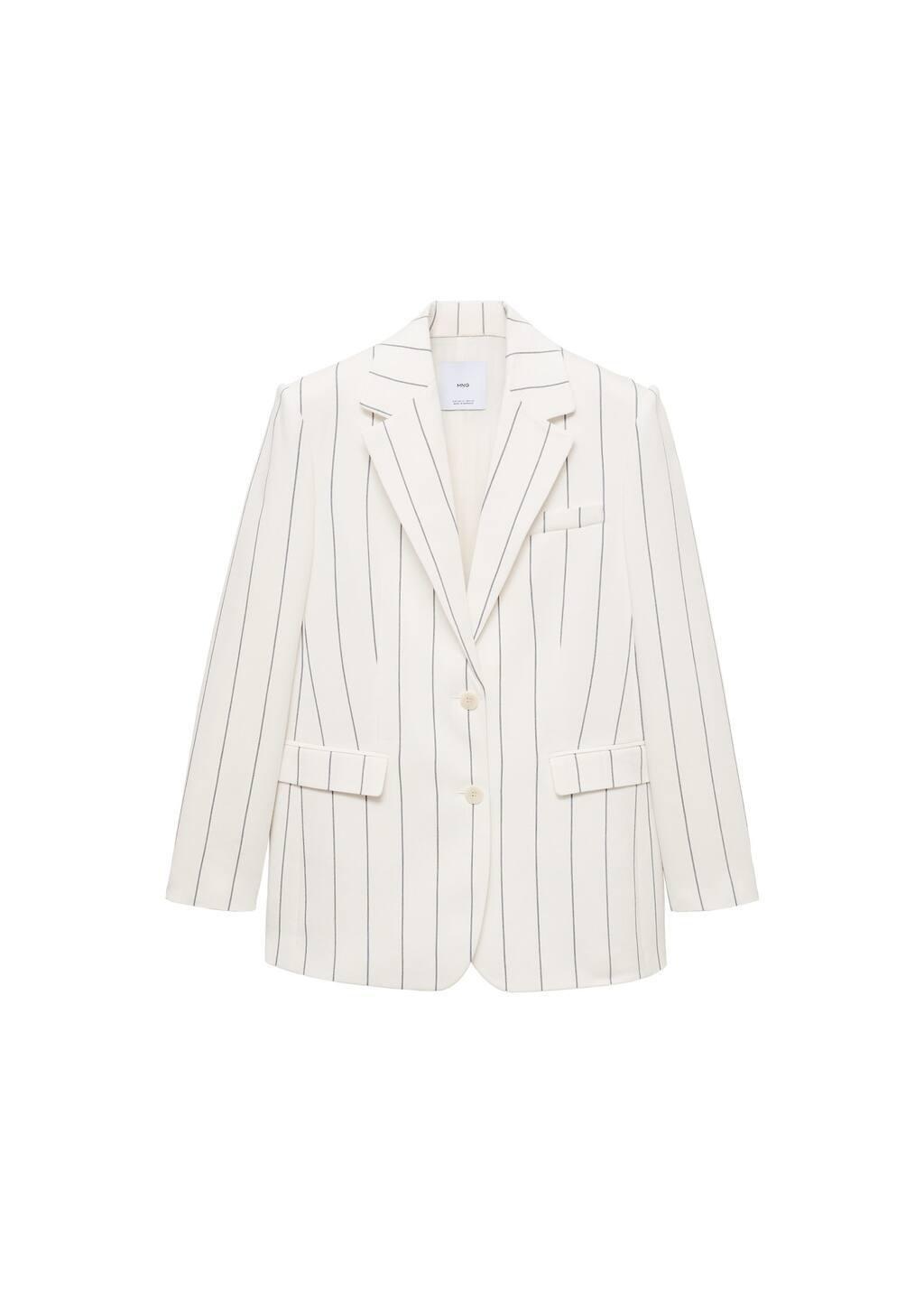 White Pinstripe Suit Jacket, , large image number 2