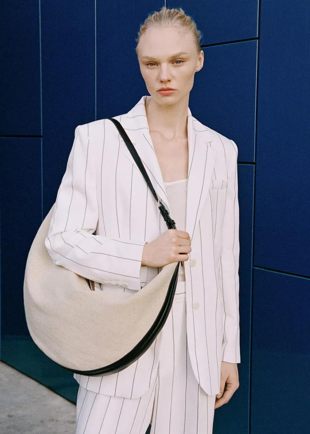 White Pinstripe Suit Jacket, , large image number 6