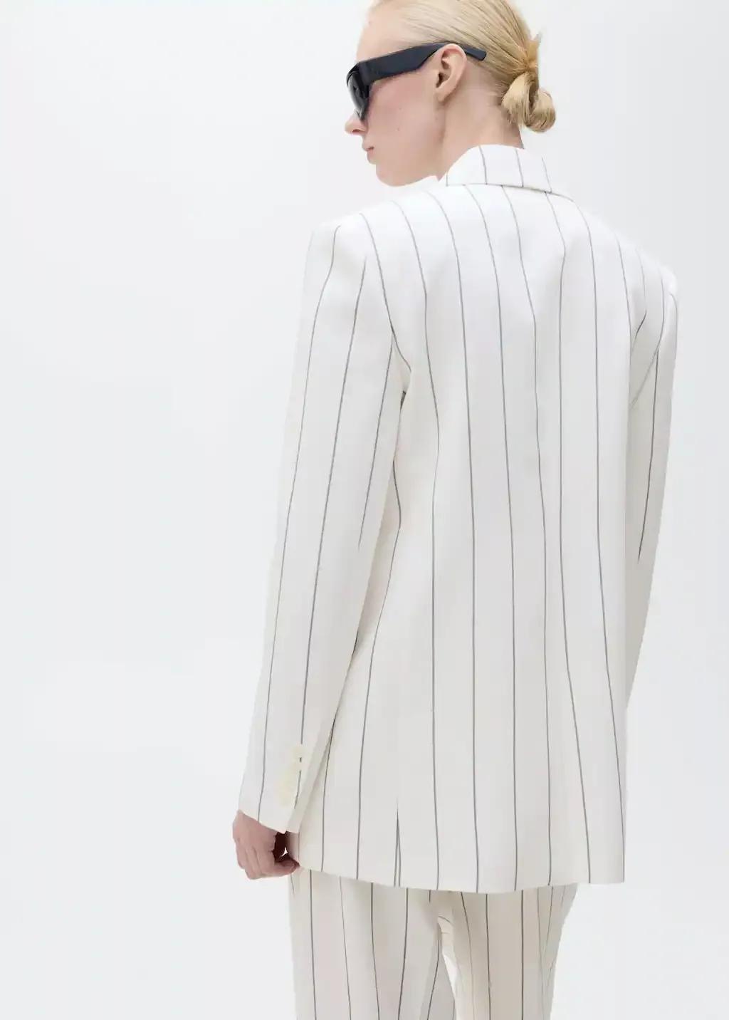 White Pinstripe Suit Jacket, , large image number 7