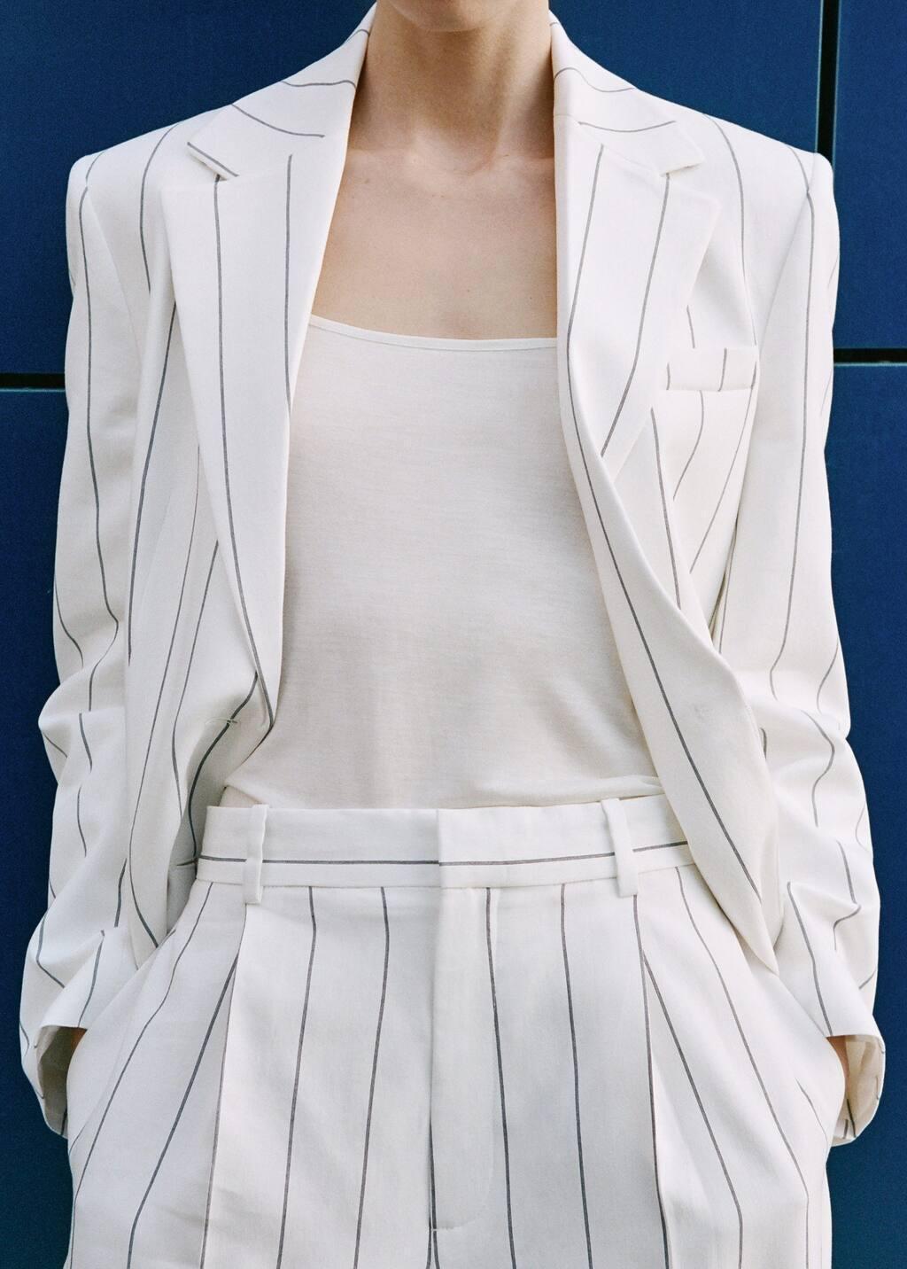 White Pinstripe Suit Jacket, , large image number 8