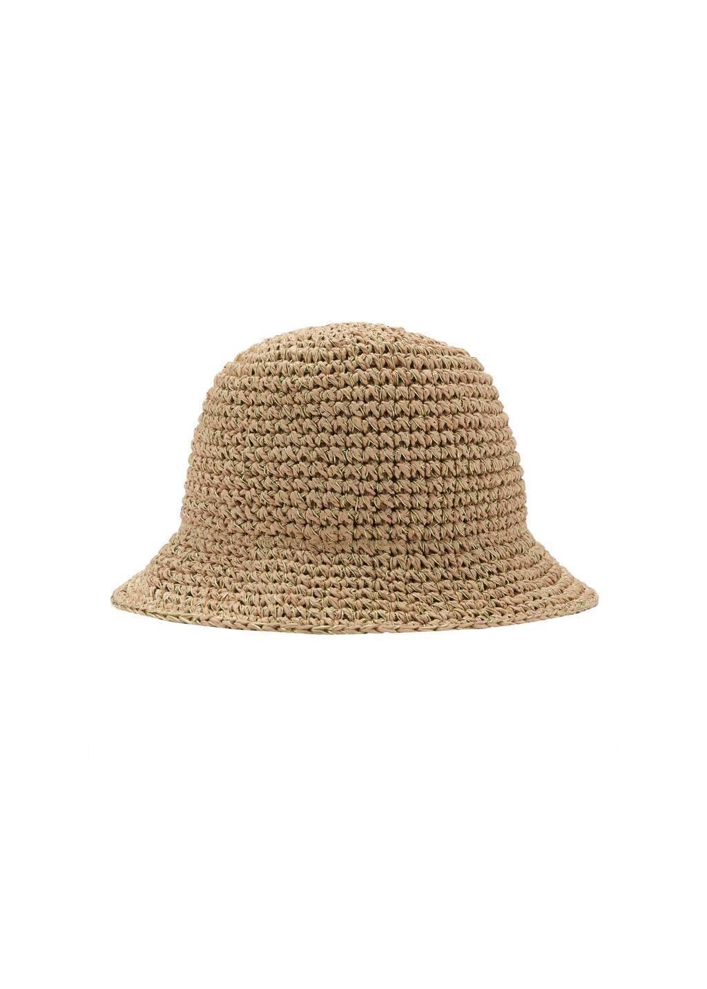 Beige Lurex Straw Bucket Hat, Light Beige, large image number 2