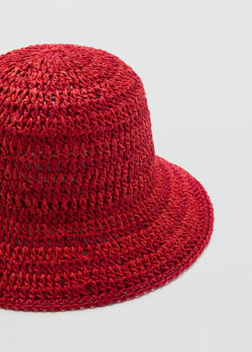 Red Natural Fibre Bucket Hat, Red, large image number 0