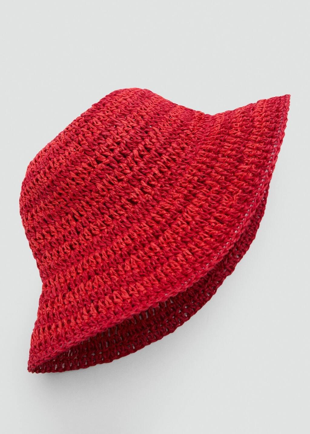 Red Natural Fibre Bucket Hat, Red, large image number 1