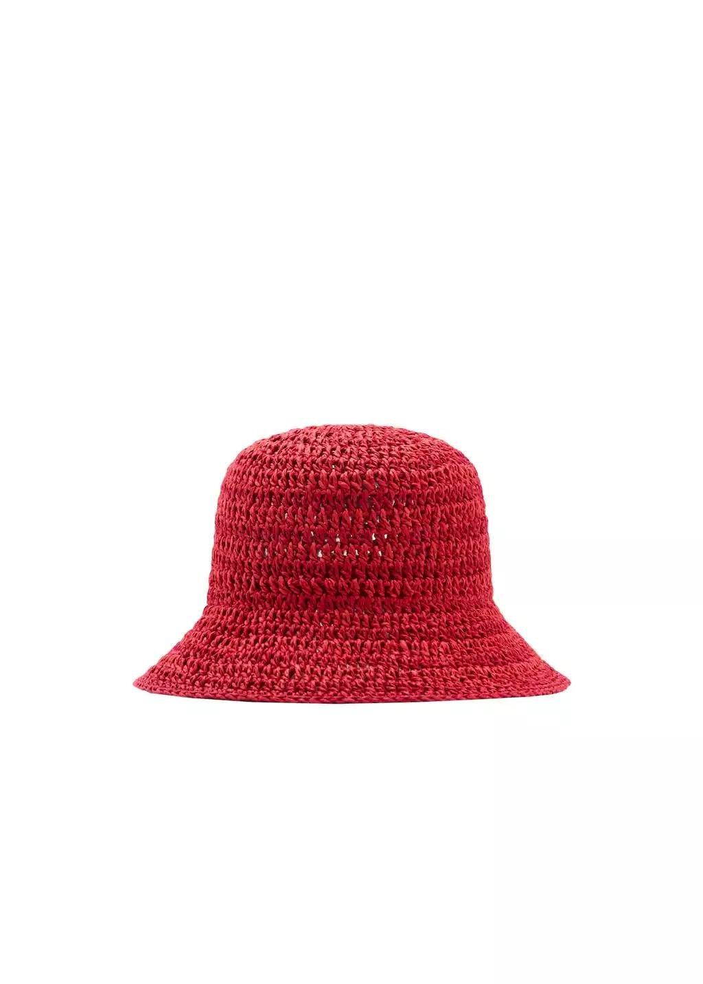 Red Natural Fibre Bucket Hat, Red, large image number 2