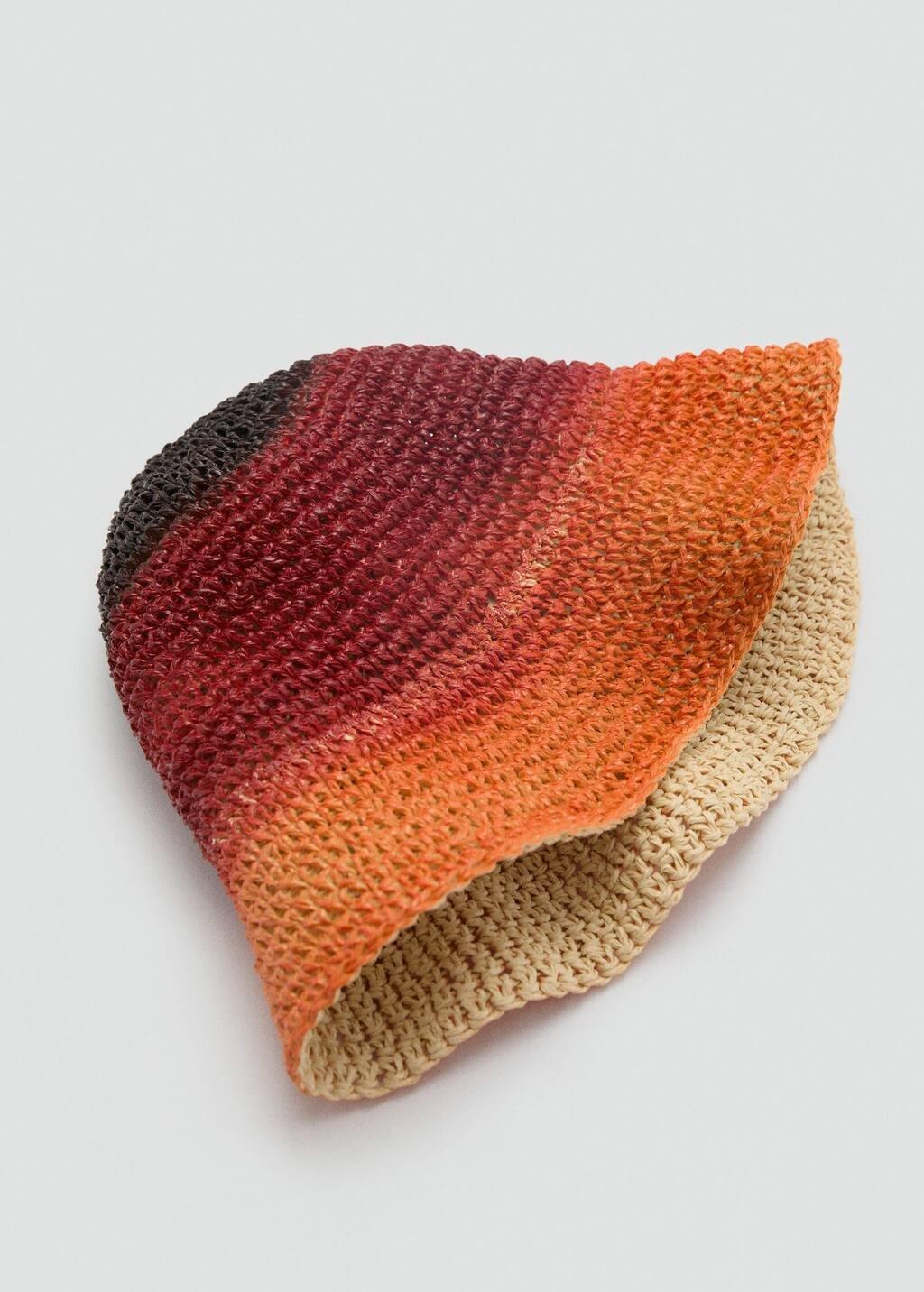 Orange Natural Fibre Gradient Hat, Orange, large image number 1