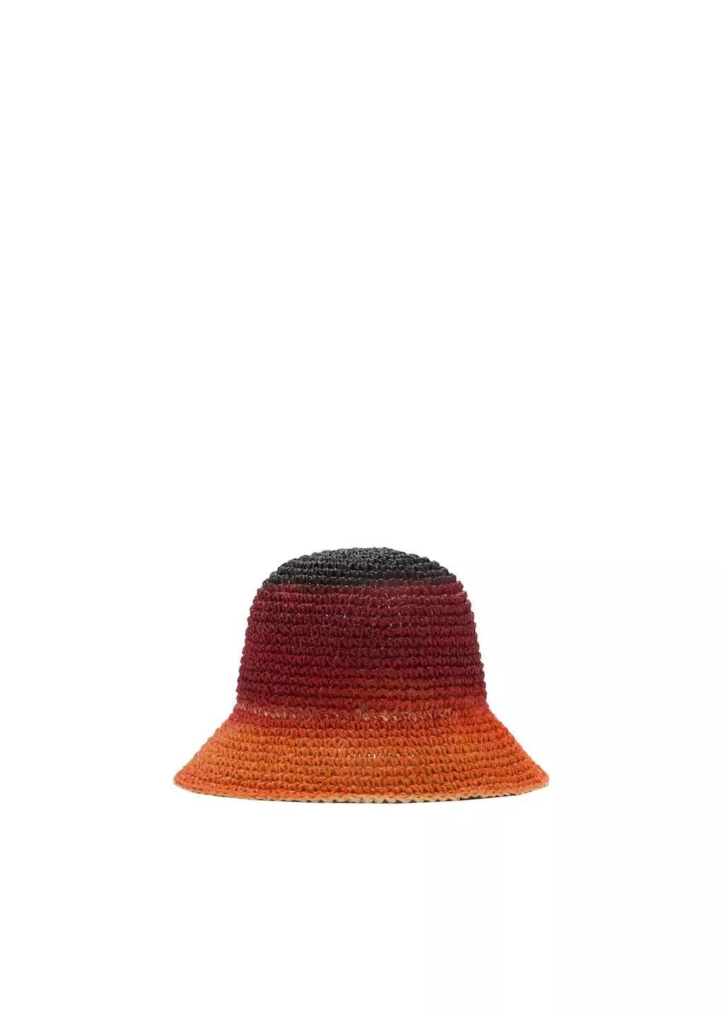 Orange Natural Fibre Gradient Hat, Orange, large image number 2